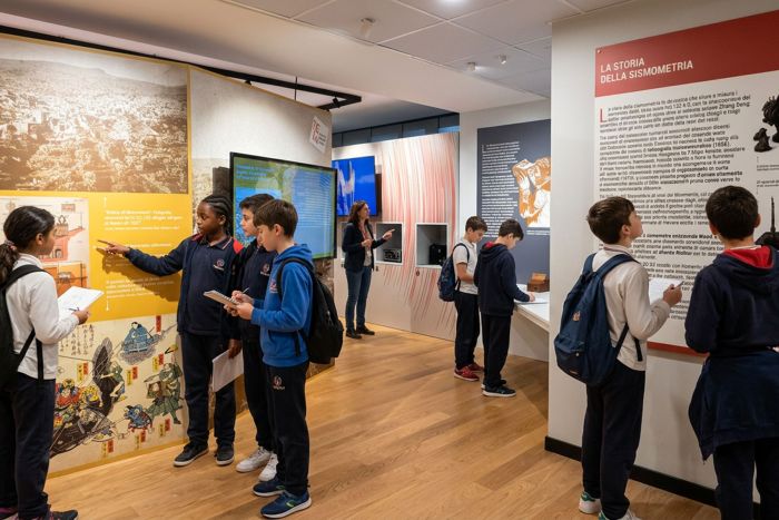 giovani studenti in visita alla mostra
